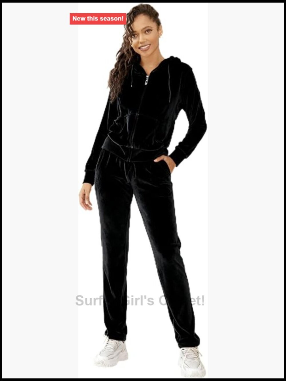 Velour Tracksuit Set 2-Piece Zip Hoodie Jogger Lounge Wear